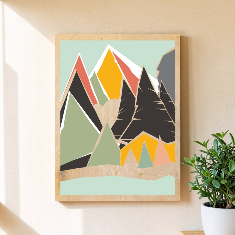 Entdecke stilvolle Bild auf Holz für dein Zuhause: geometrisch, retro, natürlich – inspiriert von Mid-Century, Boho, Bauhaus und mehr. 
