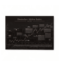 Börsen-Bild mit historischem Deutschem Aktien Index-Chart, DAX, seit 1973, ungerahmt oder gerahmt. Ideal für Büro, Trading-Setup oder als Geschenk für Börseninteressierte. Gedruckt auf 3mm Alu-Dibond Platte.