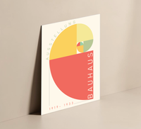 Minimalistisches Bauhaus-Wandbild auf Alu-Dibond, Motiv Goldener Schnitt und Fibonacci-Spirale, 30x40 cm, hochwertige matte Metall-Optik.