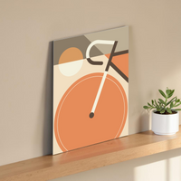 Modernes Fahrrad-Kunstwerk im Mid-Century Stil als UV-Direktdruck auf einer 3mm Alu-Dibond Platte, 30x40 cm, minimalistisches Design für Wanddekoration.