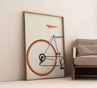 Minimalistisches Rennrad-Poster mit Hinterrad-Ansicht, erhältlich als Set & in verschiedenen Farben.