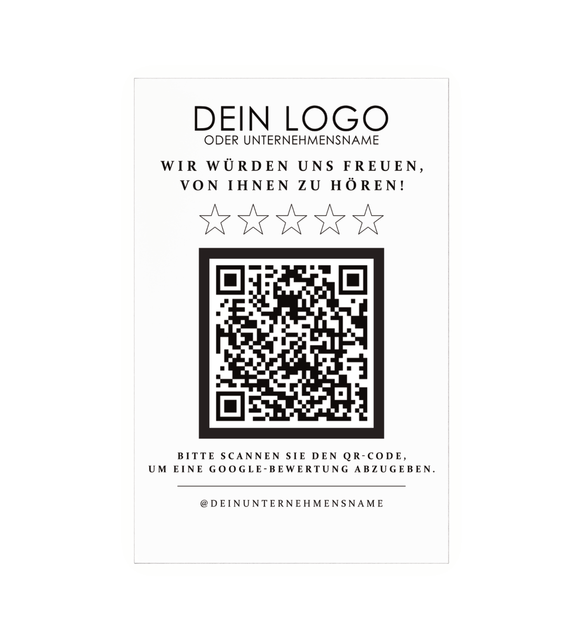 Google Bewertung QR-Code Aufsteller (13x15 cm) Material: Acrylglas + Holzsockel Personalisierung: QR-Code + Logo/Name Entwurf zur Freigabe inklusive Ideal für Tresen, Empfang, Events