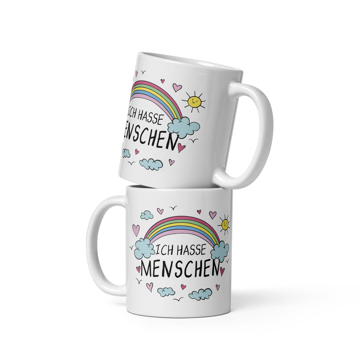 Dieses lustige Tasse mit dem Spruch "Ich Hasse Menschen" mit Regenbogen ist die perfekte Tasse für Morgenmuffel und Schreibtischtäter. 