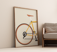 Minimalistisches Rennrad-Poster mit Hinterrad-Ansicht, erhältlich als Set & in verschiedenen Farben.