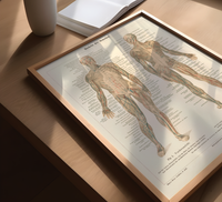 Das Anatomie Poster der Muskeln des Menschen ist eine Vintage Lithographie aus Meyers Koversations-Lexikon aus dem Jahr 1890.