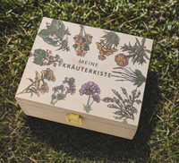 Personalisierte Kräuter-Saatgutbox aus Holz bedruckt– stilvolle Aufbewahrung für Samen, Gartenaccessoires oder Erinnerungsstücke. Ideal als Geschenk für Gartenfreunde.
