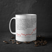 Die Tasse mit Börsenthema zeigt den historischen Chart des Deutschen Aktien Indexes seit dem Jahr 1959. Die perfekte Tasse für deinen Büroalltag.