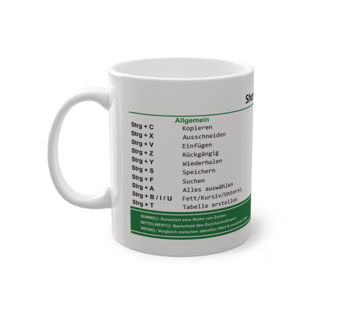Diese Tasse ist das ideale Geschenk für Büro-Kollegen, die Excel-Shortcuts genauso lieben wie ihren Kaffee.