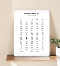 Metall Schild mit Waschsymbolen im A3-Format– ideal für Waschküche oder Badezimmer. Lichtbeständiger UV-Direktdruck - 4/0-farbig bedruckbar. Mit kleinen Vorbohrungen zum Befestigen.