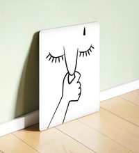 Witziges rechteckiges Blechschild für das Badezimmer mit einem humorvollen Motiv (Person hält sich die Nase zu) auf hochwertigem Metall, vier vorgebohrte Löcher zur Wandmontage.