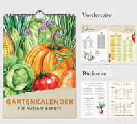 Ein hochwertiger Gartenkalender, der jeden Monat die Aussaat- und Erntezeiten übersichtlich darstellt. 