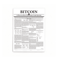 Minimalistisches Krypto-Wandbild des originalen Bitcoin Whitepapers von Satoshi Nakamoto. Erhältlich als als robuster 3mm Alu-Dibond-Direktdruck.