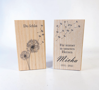 Trauerlicht als stilvolles Trauergeschenk aus Holz mit UV-Druck– Erinnerungskerze aus Holz für Trost und Anteilnahme.