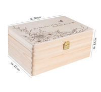 Gravierte Saatgutbox aus Holz mit floraler Illustration – ideal zur stilvollen Aufbewahrung von Blumensamen, Gartenaccessoires oder als Geschenk für Gartenfreunde.