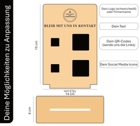 Social Medi, Google, Website QR-Code Aufsteller aus Holz – Individuell für Google, Website, Instagram, TikTok, LinkedIn & mehr. Wunschtext & Logo/Firmennamen gravierbar. Hochwertige Theke-Deko.
