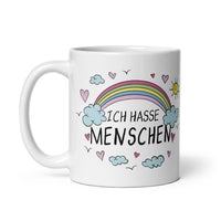 Dieses lustige Tasse mit dem Spruch "Ich Hasse Menschen" mit Regenbogen ist die perfekte Tasse für Morgenmuffel und Schreibtischtäter. 