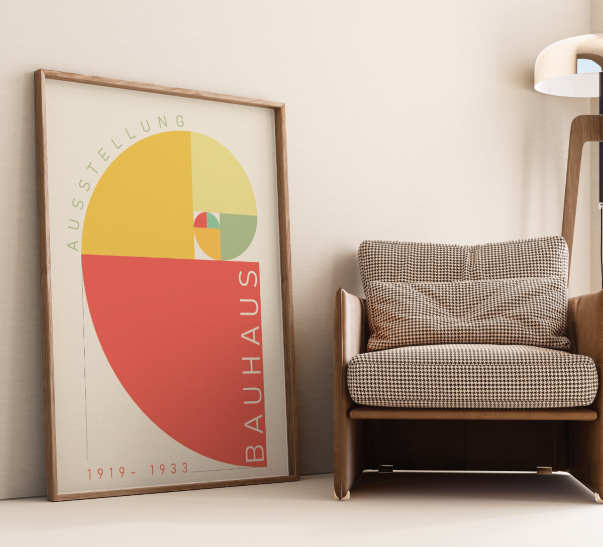 Das Poster zeigt im Bauhaus-Stil den golden Schnitt oder die Fibonacci Spirale. Das Poster ist einem Ausstellungsplakat nachempfunden, ist so aber nie erschienen.