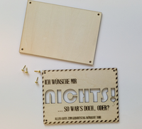 Karte zum Geburtstag .Holzkarte im A6 Format mit witziger Gravur und Geldfach – perfekt zum Geburtstag oder anderen Anlässen. Mit deinem Wunschtext personalisierbar und garantiert ein Hingucker!