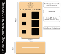 Social Medi, Google, Website QR-Code Aufsteller aus Holz – Individuell für Google, Website, Instagram, TikTok, LinkedIn & mehr. Wunschtext & Logo/Firmennamen gravierbar. Hochwertige Theke-Deko.