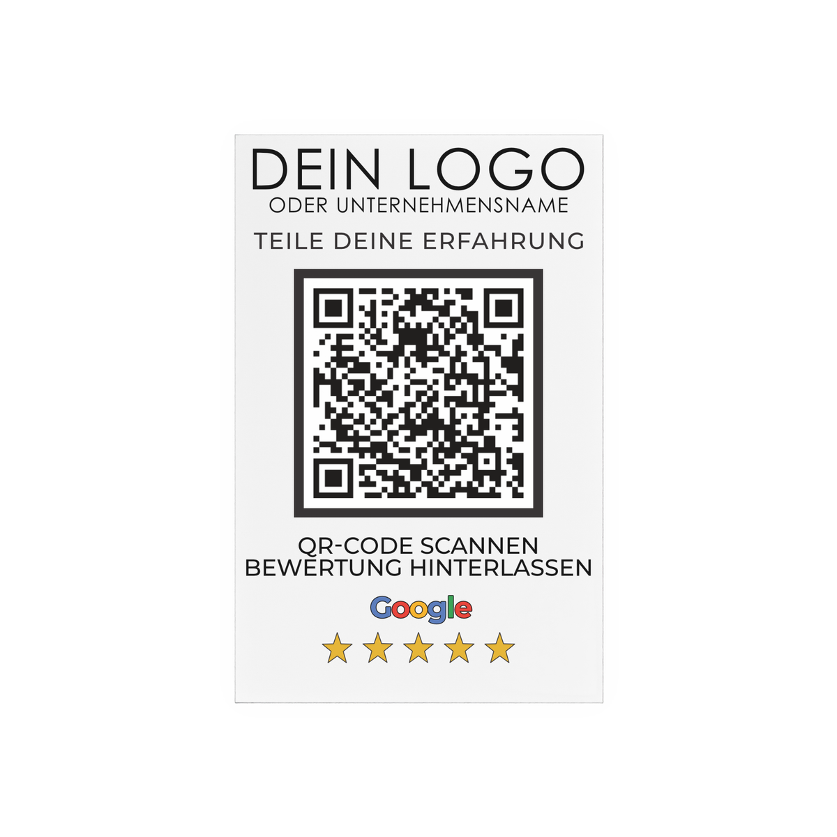 Google Bewertung QR-Code Aufsteller (15x10 cm) Material: Acrylglas + Holzsockel Personalisierung: QR-Code + Logo/Name Entwurf zur Freigabe inklusive Ideal für Tresen, Empfang, Events
