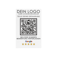 Google Bewertung QR-Code Aufsteller (15x10 cm) Material: Acrylglas + Holzsockel Personalisierung: QR-Code + Logo/Name Entwurf zur Freigabe inklusive Ideal für Tresen, Empfang, Events