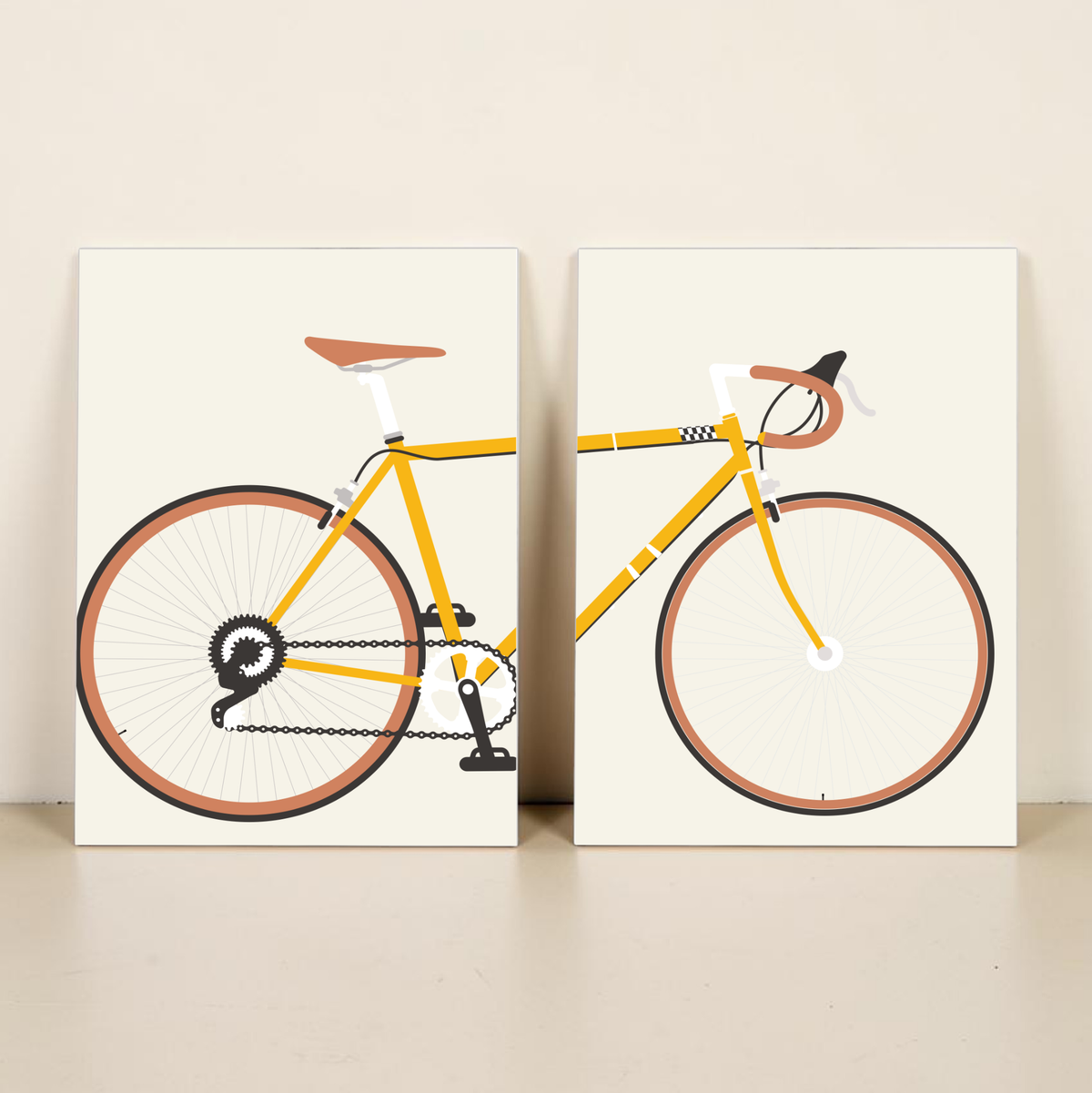 Minimalistisches Rennrad-Wandbild als UV-Direktdruck auf 3mm Alu-Dibond Platte, Format 30x40 cm, modernes Design für Radsport-Fans und Loft-Einrichtungen.