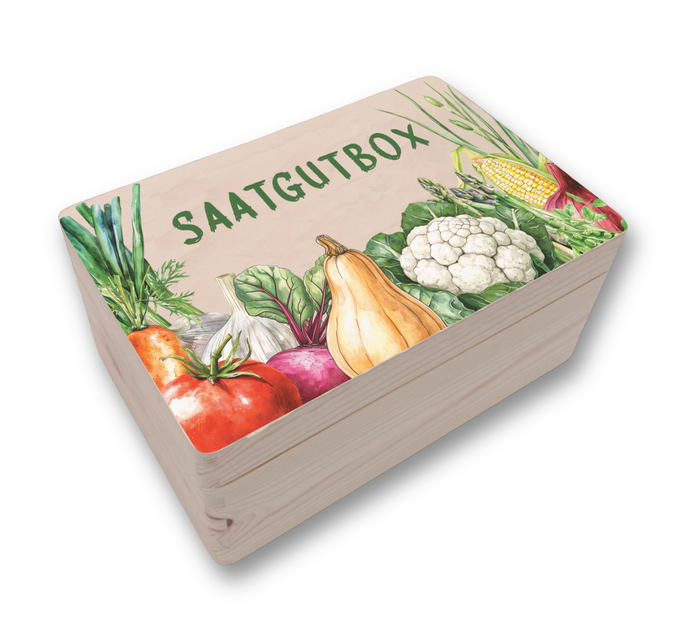 Diese Saatgutbox aus unbehandeltem Holz ist das perfekte Geschenk für alle Gärtner und Gartenfreunde zur Aufbewahrung von Samen und Saatgut.