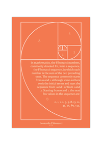 Dieses Poster zeigt dir die von Leonardo Fibonacci entwickelte Fibonacci Spirale oder auch Fibonacci Nummern in minimalistischer Darstellung inklusive dem Namen