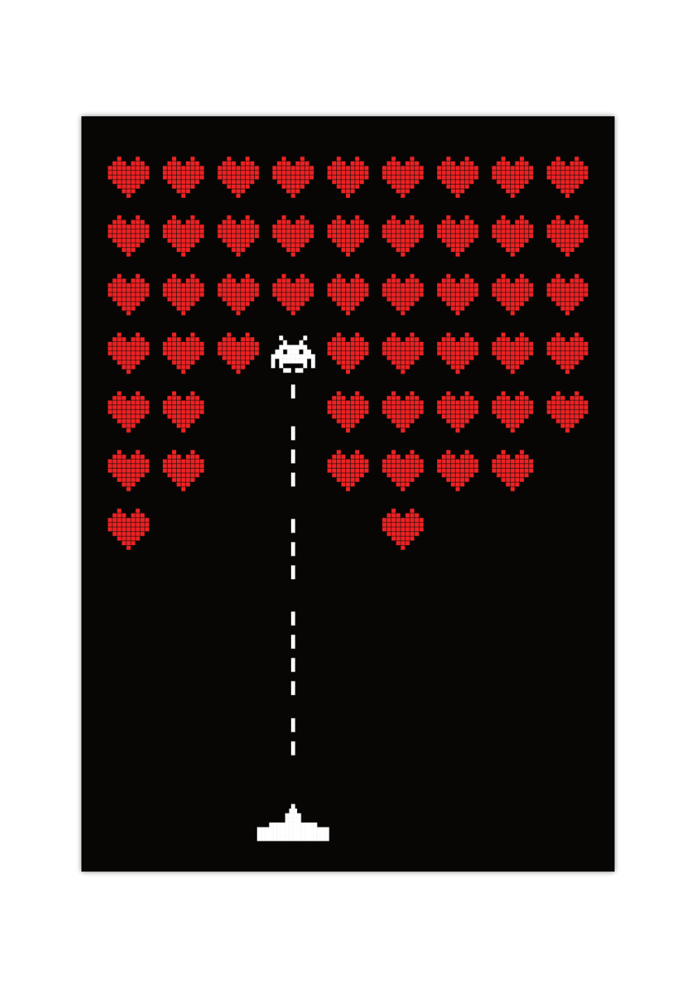 Das Poster zeigt dir ein Retro Game, welches im Weltall spielt.