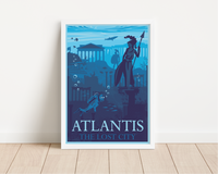 Das maritime Poster zeigt dir die versunkene Stadt Atlantis. In schönem Blau ist diese nautische Deko ideal für jedes maritim gestaltete Zimmer.