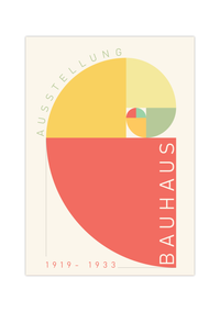 Das Poster zeigt im Bauhaus-Stil den golden Schnitt oder die Fibonacci Spirale. Das Poster ist einem Ausstellungsplakat nachempfunden, ist so aber nie erschienen.