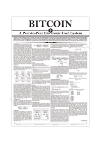 Bitcoin Whitepaper Poster mit dem originalen Whitepaper von Satoshi Nakamoto. Erhältlich in Schwarz oder Weiß.