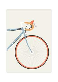 Minimalistisches Rennrad-Poster mit Vorderrad-Ansicht.