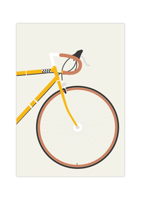Minimalistisches Rennrad-Poster mit Vorderrad-Ansicht.