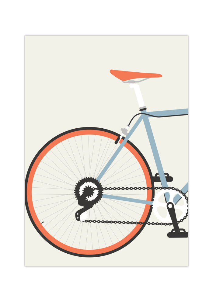 Minimalistisches Rennrad-Poster mit Hinterrad-Ansicht, erhältlich als Set & in verschiedenen Farben.