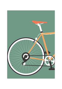 Minimalistisches Rennrad-Poster mit Hinterrad-Ansicht, erhältlich als Set & in verschiedenen Farben.