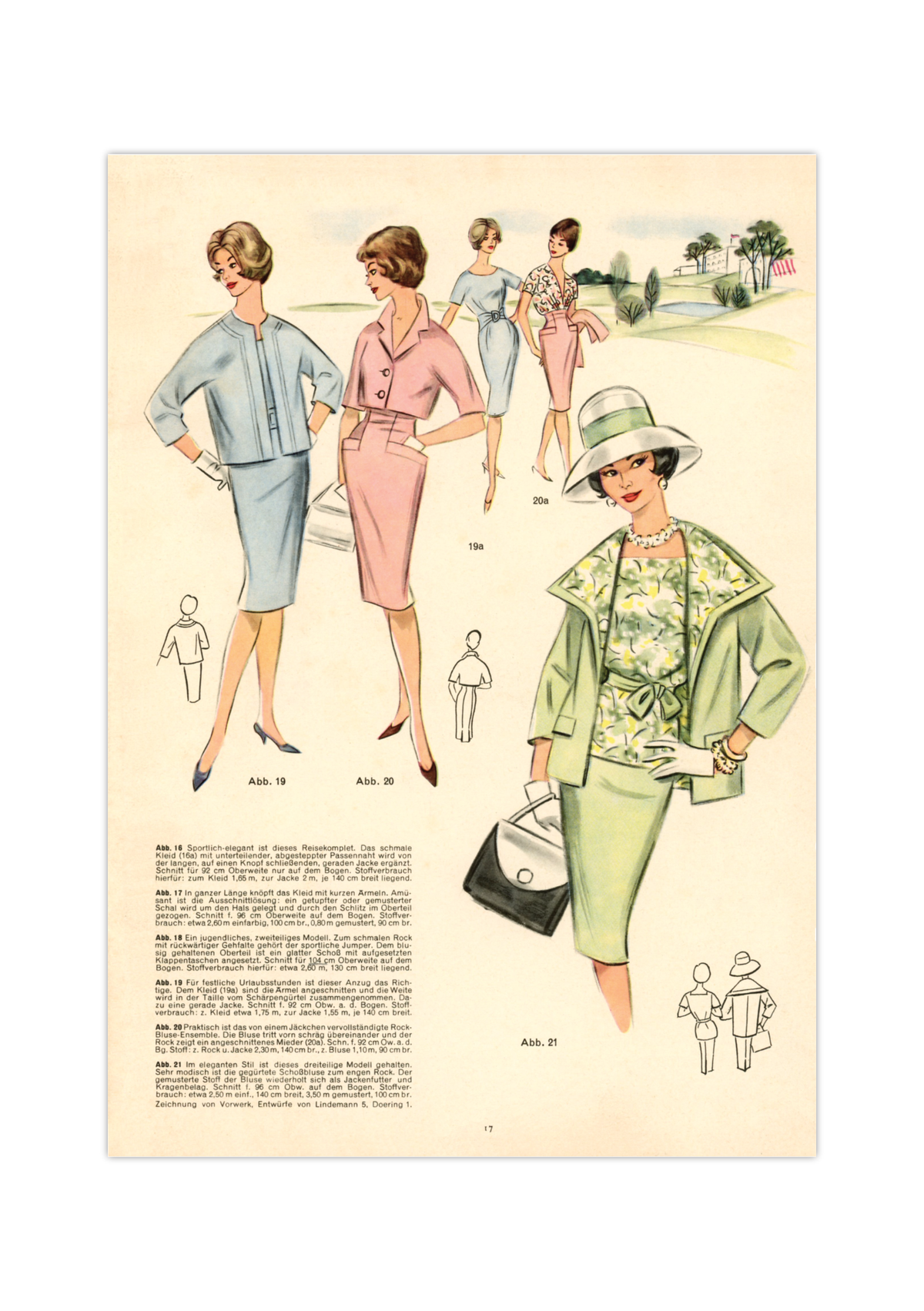 Vintage Mode-Illustration aus einem DDR-Magazin der 1960er Jahre. Handgemalte, elegante Damen- oder Kindermode in nostalgischem Stil auf weißem Hintergrund, hochwertiger Kunstdruck.