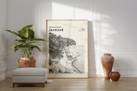 Dieses Poster zeigt eine Ansicht des Kreidefelsens im Nationalpark Jasmund auf Rügen, Mecklenburg-Vorpommern. 