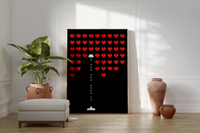 Das Poster zeigt dir ein Retro Game, welches im Weltall spielt. Es ist angelehnt an die typischen Videospiele der 80er Jahre und ist auch ausschließlich aus Pixeln gezeichnet. 