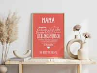 Das Bild zeigt dir, wie dieses tolle Poster für deine Mama gerahmt aussehen würde.