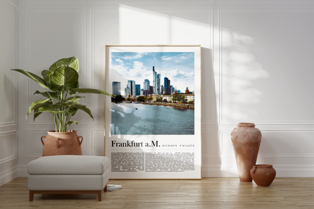 Dieses Poster zeigt dir die Skyline von der Stadt Frankfurt am Main.