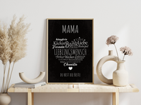 Das Bild zeigt dir, wie dieses tolle Poster für deine Mama gerahmt aussehen würde.