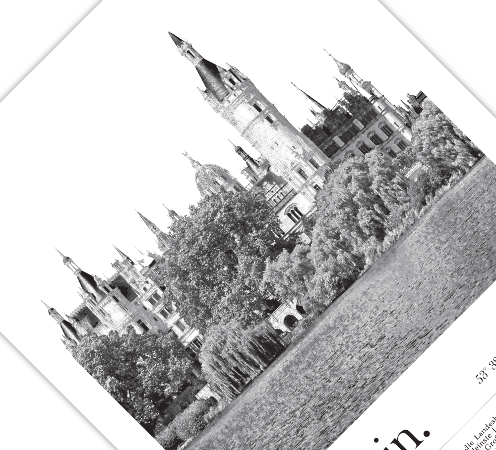 Dieses Poster zeigt dir in Schwarz Weiß eine Fotografie des Schweriner Schloss der Landeshauptstadt Schwerin in Mecklenburg-Vorpommern.