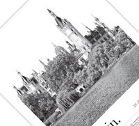 Dieses Poster zeigt dir in Schwarz Weiß eine Fotografie des Schweriner Schloss der Landeshauptstadt Schwerin in Mecklenburg-Vorpommern.
