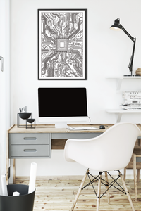 Dieses Bild zeigt dir wie das Poster über deinem Schreibtisch aussehen könnte (der Rahmen ist im Lieferumfang nicht enthalten).