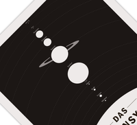 Dieses Poster zeigt das Sonnensystem in grau und schwarz.