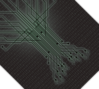 Das Computer-Poster zeigt einen Datenbaum mit hinterlegtem Binärcode