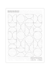 Das Bauhaus Poster zeigt dir geometrische Formen in Schwarz und Weiß. Das Poster ist einem Ausstellungsplakat von 1919 - 1923 nachempfunden, ist so aber nie erschienen. 