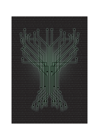 Das Computer-Poster zeigt einen Datenbaum mit hinterlegtem Binärcode
