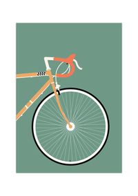 Minimalistisches Rennrad-Poster mit Vorderrad-Ansicht.